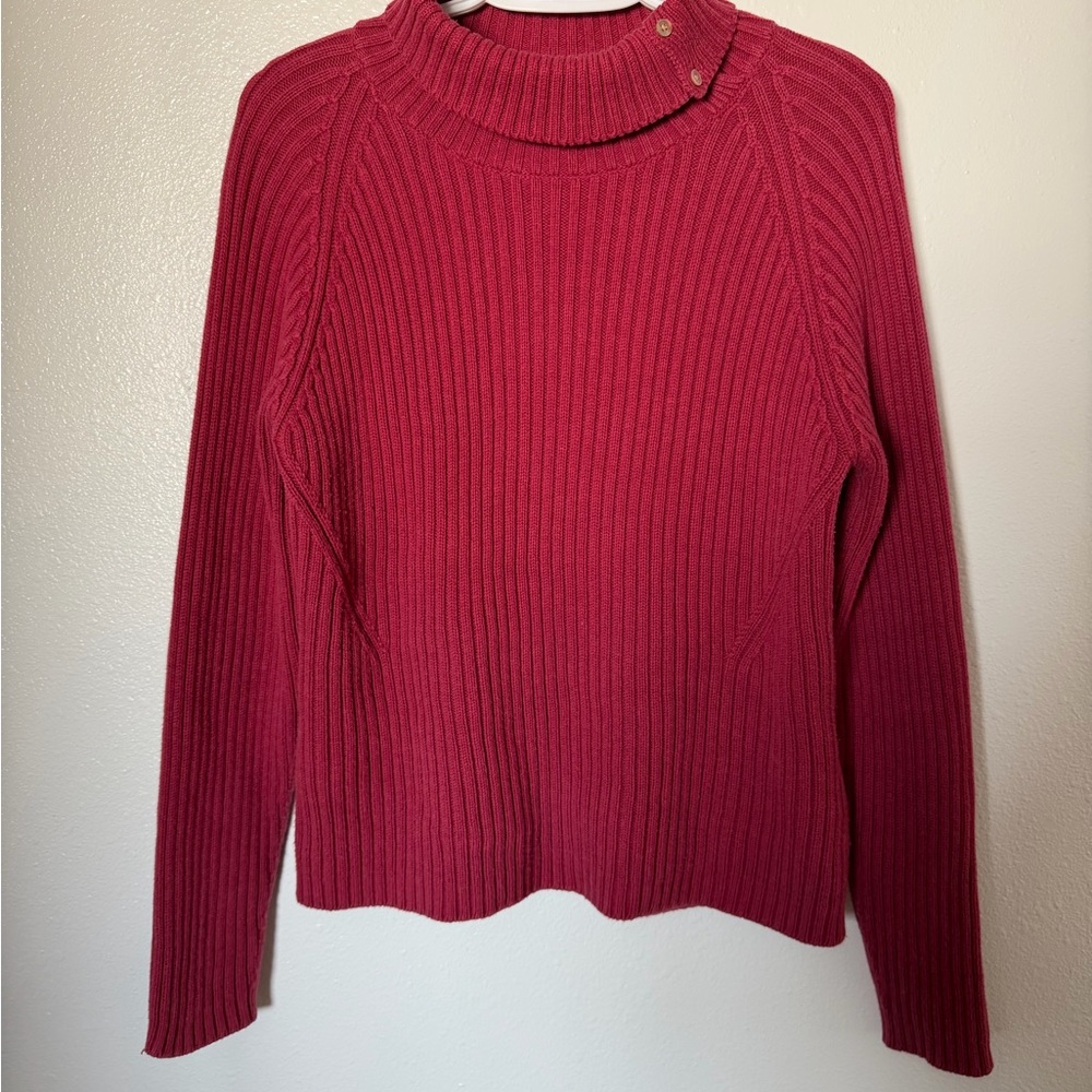 Lands' End Burgundy Ribbed Sweater